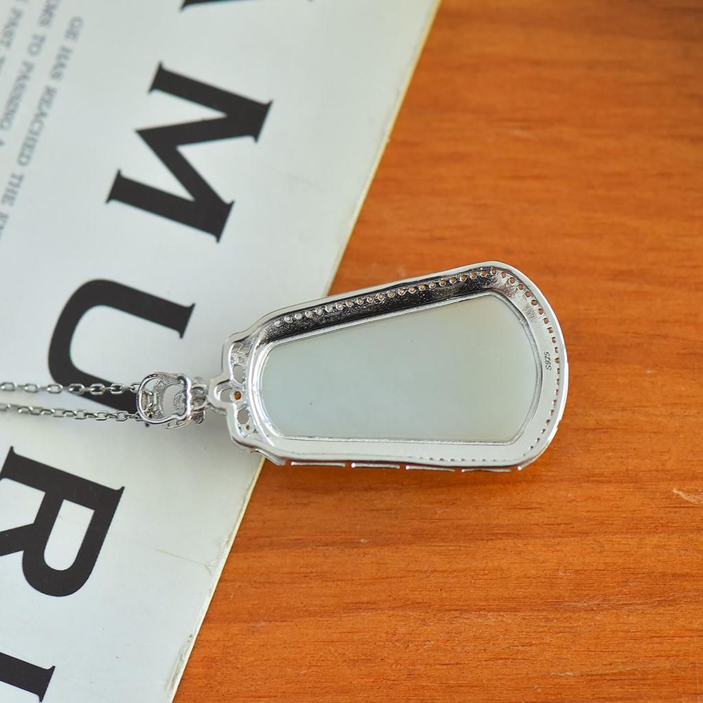 Hotan Jade S925 Silver Pendant Necklace for Women