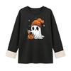Women's Lined Long Sleeve Round Neck Halloween Print Top for Winter Casual Wear