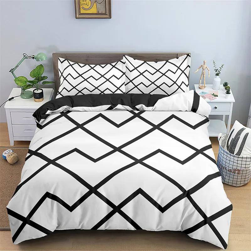 Nordic Geometric Duvet Cover Abstract Bedding Set Single King for Teen Adults Room Decor Microfiber Comforter Cover Pillowcases
