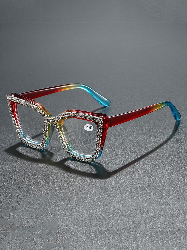 

2025New Readers Man Woman Cat Eye Lnlaid With Diamonds Reading Glasses Fashion Blocking Blue Light Eyewear Unisex Reading eyegl +100
