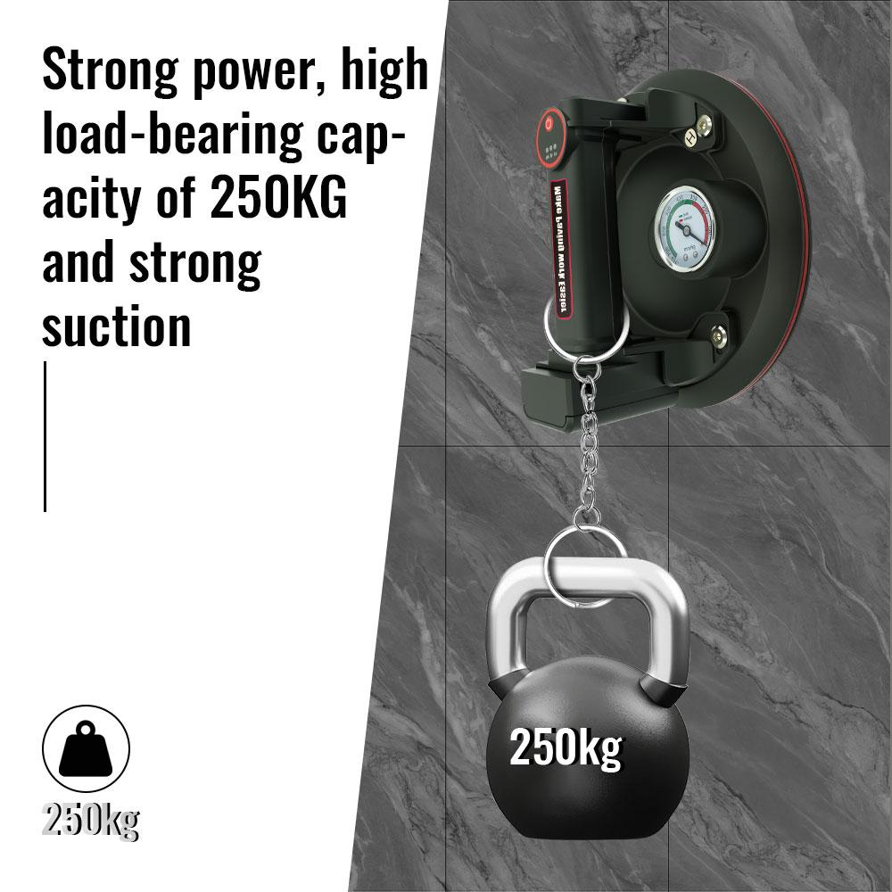 Electric Chargeable Vacuum Suction Cup with Pressure Gauge Max load 250kg One-button adsorption for Handling Glass/Marble/Tiles