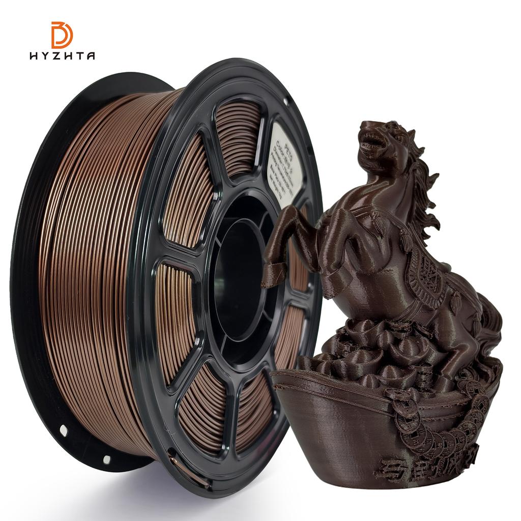HYZHTA 1.75mm PETG Filament 1kg 330m Length CE Certified for 3D Printers Easy Printing Metallochrome Color