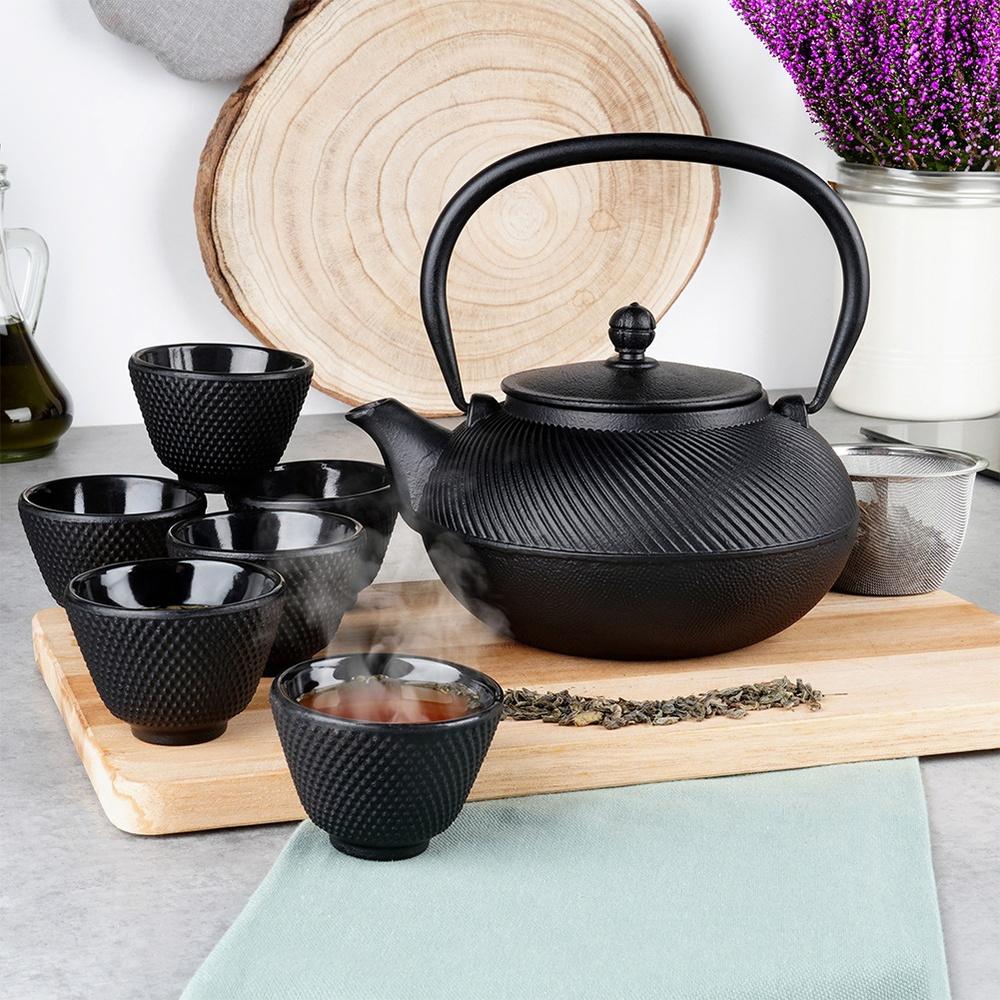 Enameled Cast Iron Tea Kettle With Infuser And Cups Cast Line 1 L / 60 Ml, 8 Pcs.
