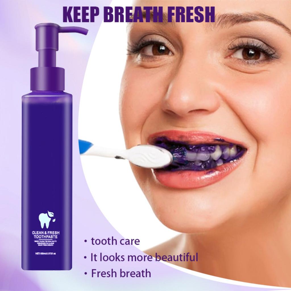 Purple Whitening Toothpaste Push Bottle Cleans And Whitens Teeth To Remove Yellow Teeth Stains And Anti-plaque Toothpaste 150ML