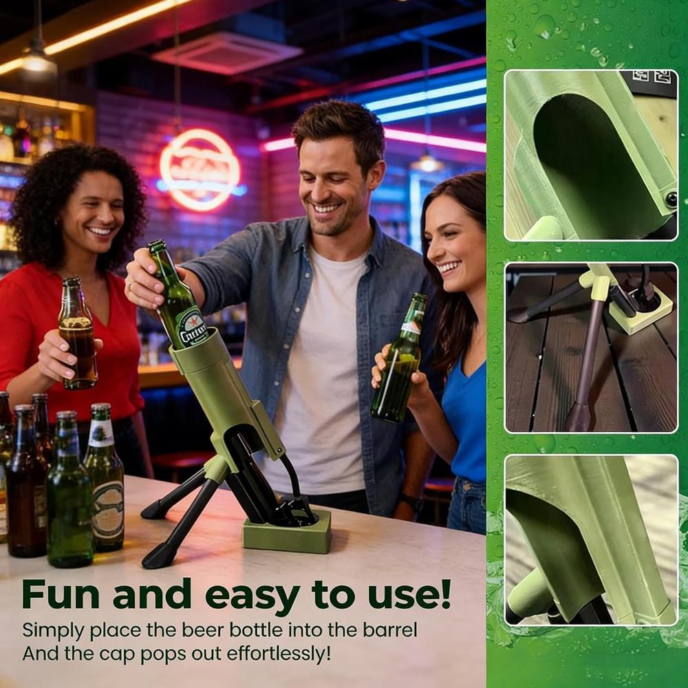 70mm Beer Bottle Opener Tripod Cannon Shaped Beer Bottle Opener Creative Cap Launcher Shooter Bar Party Gadget