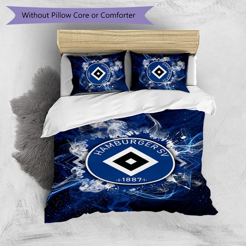Set Lenzuola Stampato Calcio Hamburger SV 3 Pezzi, Comodo Set Copripiumino per Camera da Letto Amico della Pelle