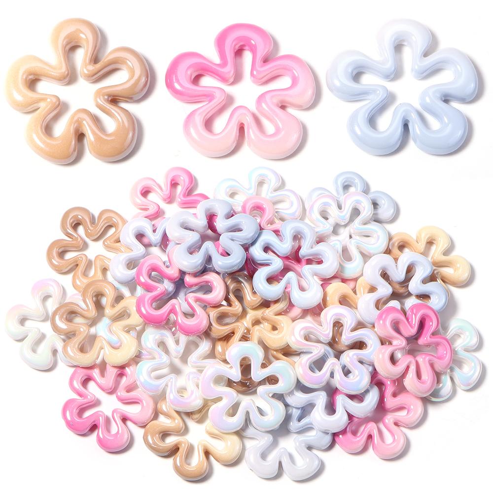 5pcs/lot Gradient Color Flower Beads Acrylic Beads Loose Spacer Beads For Jewelry Making DIY Bracelet Necklace Accessories