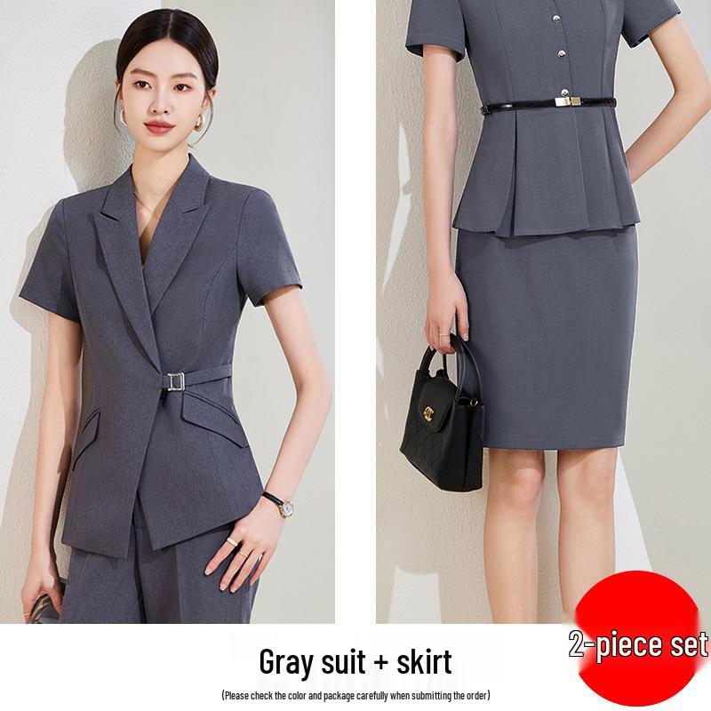 Set Costum Profesional de Vară pentru Femei - Îmbrăcăminte de Lucru High-End pentru Magazin de Bijuterii sau Magazin de Aur