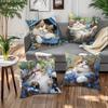 Cute Cat Prints On Blue Flower Decorative Cushions Polyester pillowcase, sofa decorative cushion cov Headboard Pillow