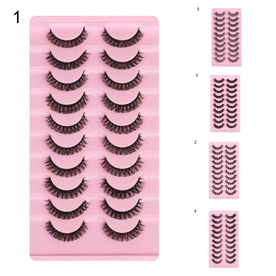 Yousheng 10 Pairs False Eyelashes No Residue D-Shaped 3D Effect Lady Handmade Extensions Artificial Eyelash for Beauty