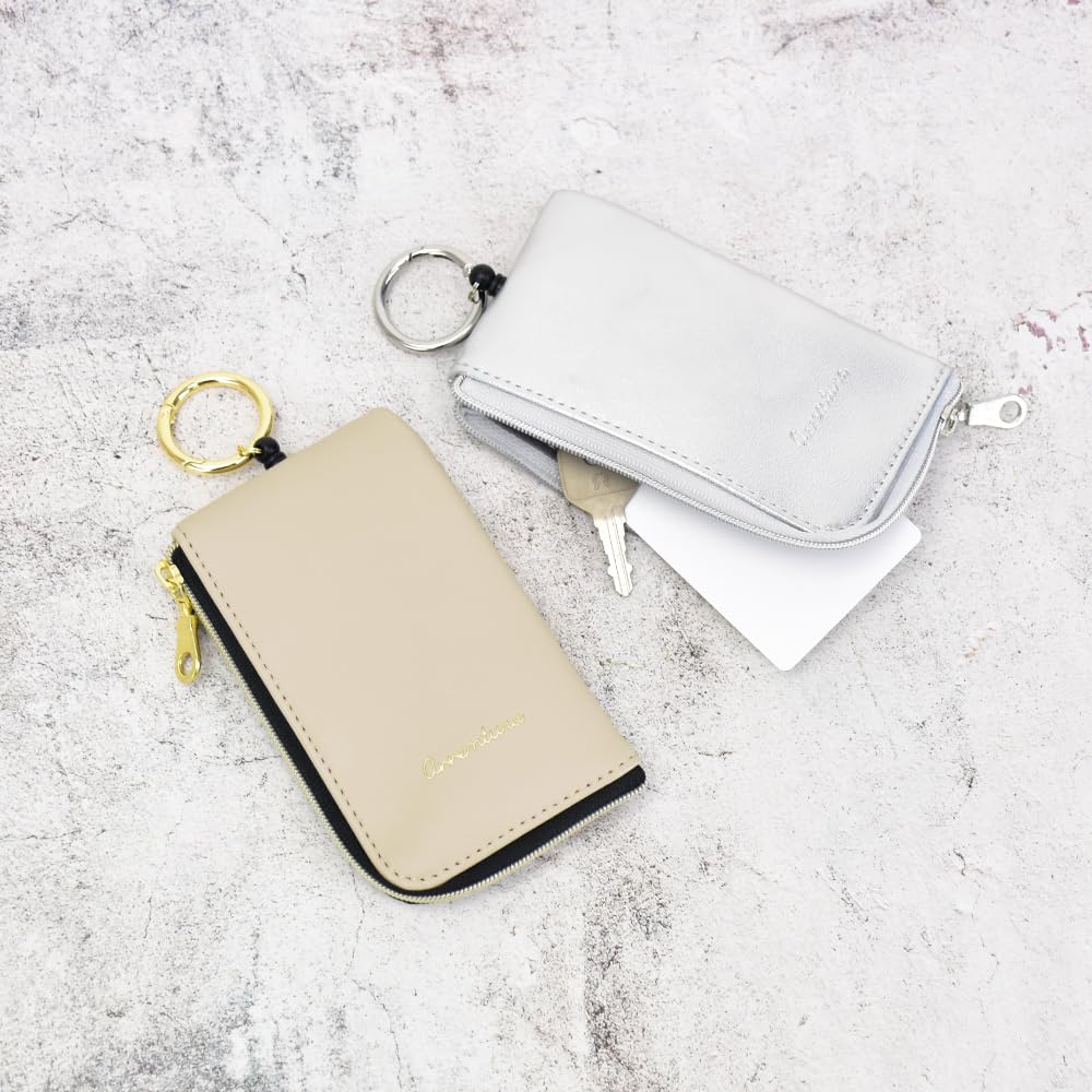 Key Case, Pass Pouch, Logo Embossed, Silver, PLE-30743