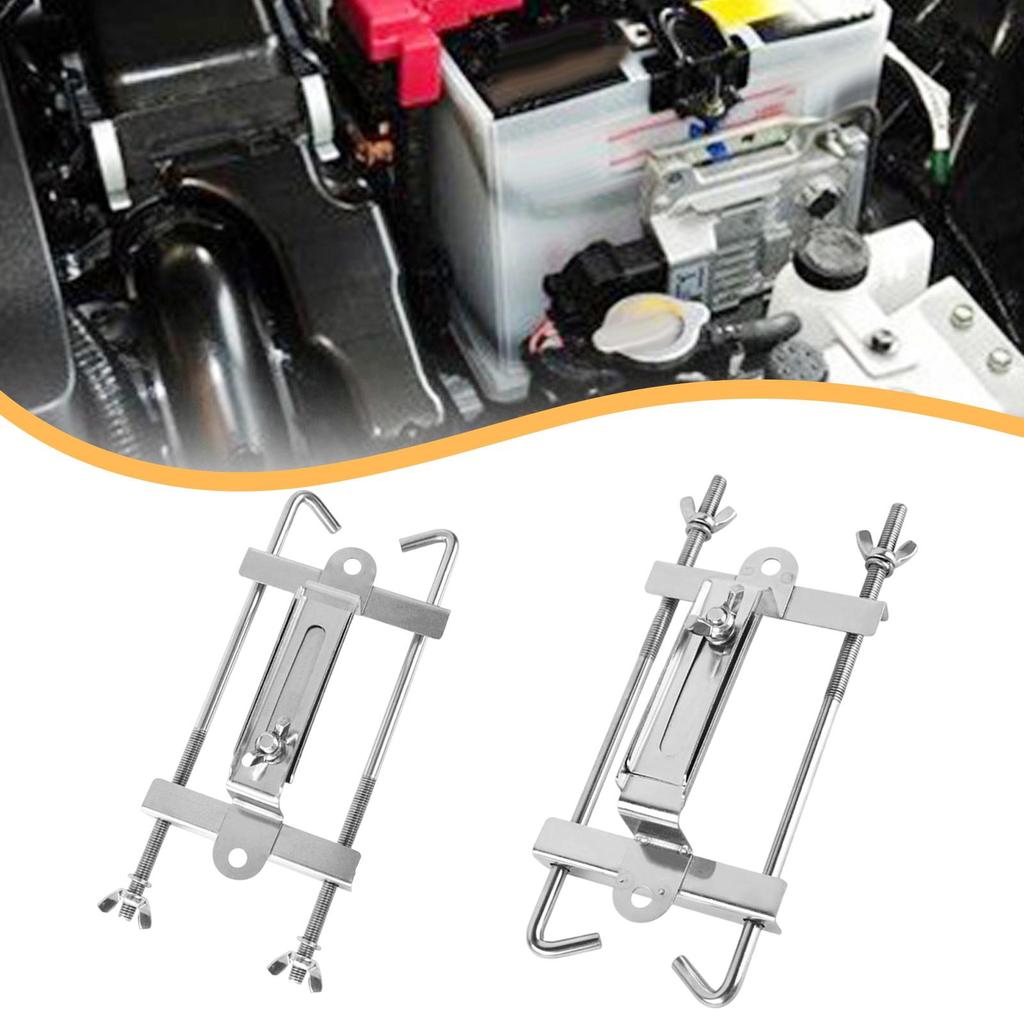 Car Battery Fixing Bracket Holder with J Bolt Adjustable Battery Mount Hold Down Kit Anti Shake Heavy Duty Stainless Steel Bolt