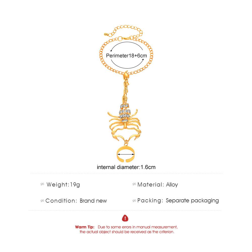 Dark Gothic Scorpion Bracelet For Women Trendy Connect Hand Back Chain Bangle Gold Color Fashion Jewelry Halloween Accessories