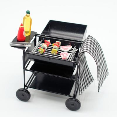 1 Set Doll House Accessories Kitchen BBQ Stuff Model Meat Skewers Steak Oil Bottle Smooth Surface Anti-crack Good Detail Photo Prop Dollhouse