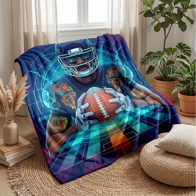 

Crown Football Glory blanket Personalized Name Flannel Blanket Soft Cozy Plush Throw for Sofa Bed Lightweight Home Decor 75x90cm