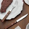 Japanese Korean Style Rosewood Handle Cutlery Set: 304 Stainless Steel Knife, Fork, and Spoon for Hotels and Restaurants