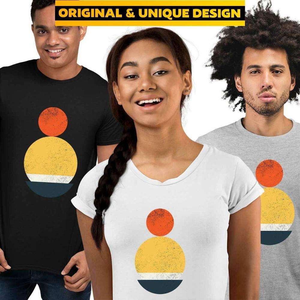 Summer Abstract Snowman Art Print TShirt Design Short Sleeve Round Neck Funny L