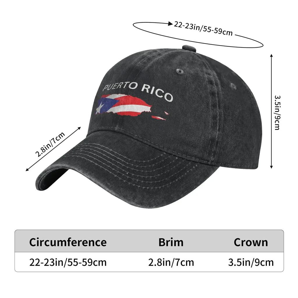 Puerto Rico Flag Map Men Women Baseball Caps  Distressed Denim Caps Hat Retro Outdoor Running Golf Gift Headwear