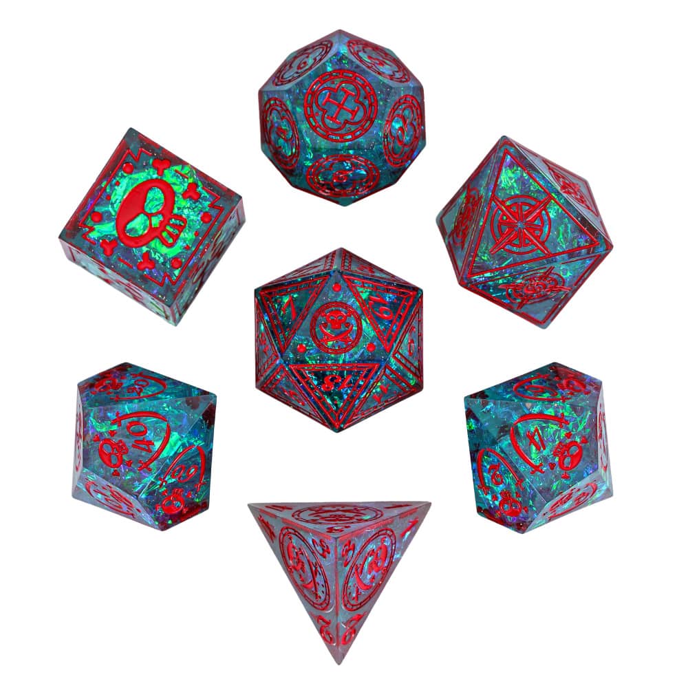 Cusdie Unique DND Dice Sharp Edges D4 D6 D8 D10 D% D12 D20 Polyhedral Dice Set for Dungeons&Dragons Tabletop Role Playing Games