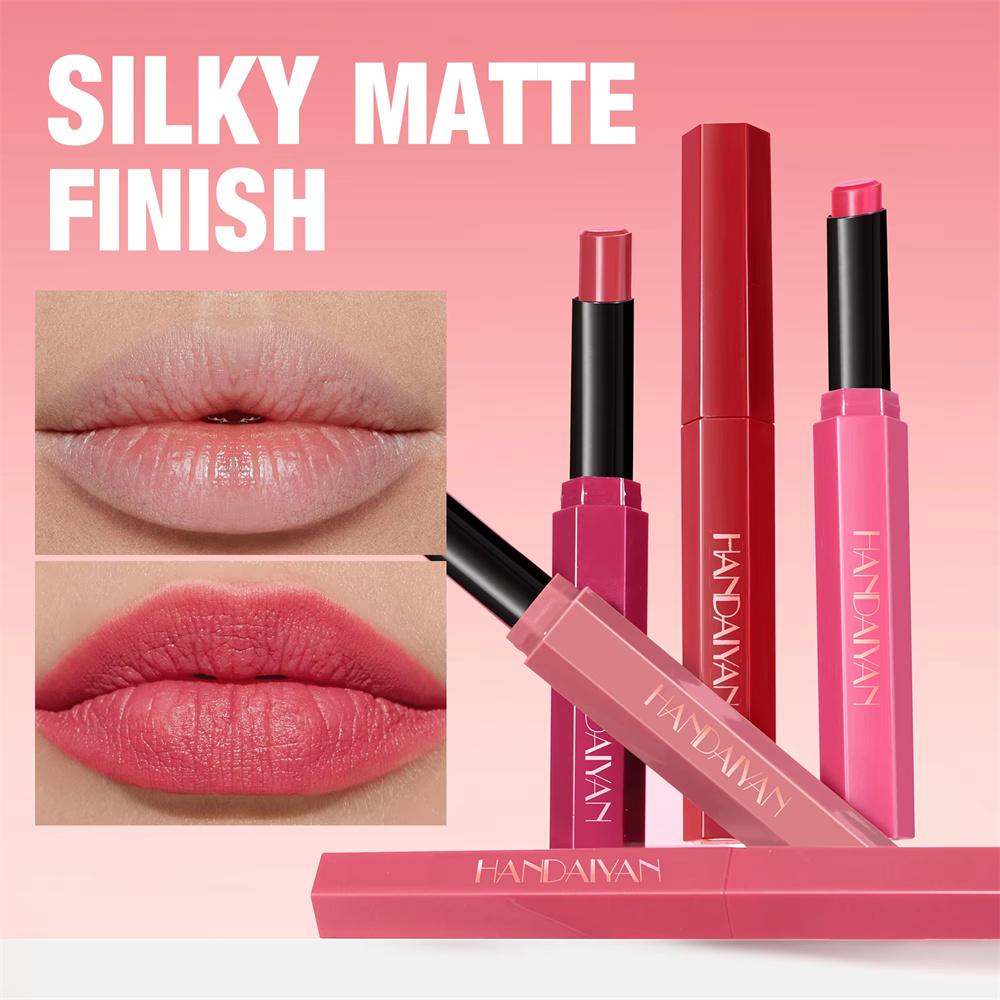 6 Color Matte Lipstick Pencil Waterproof Long Lasting Non-Stick Cup Sexy Red Matte Solid Lip Gloss Nude Pink Lipstick Pen Makeup