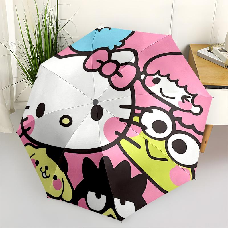 

1pc Hello Kitty Automatic Opening/Closing Umbrella with Convenient Three-Fold Design, 8-Bone Iron Frame Outdoor Umbrella - Perfect Gift for Fans, Trav