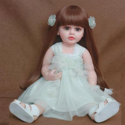55 CM Yumuşak Silikon Yeniden Doğmuş Bebek Kız Bebek Oyuncak Gerçekçi 22 İnç Prenses Yürümeye Başlayan Çocuk Sanat Bebe Doğum Günü Hediyeleri Çocuk için