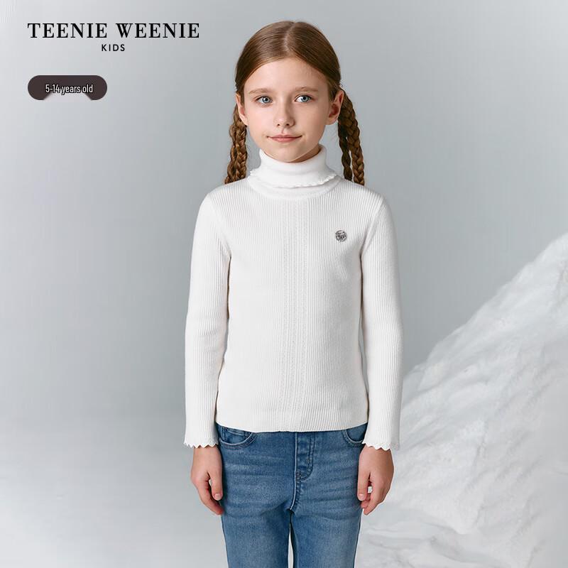 Teenie Weenie Kids Girl s 2025 Winter Lace High-Neck Knit Top 150 грязно-белый
