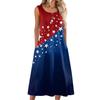 Sleeveless Butterfly Print A-Line 4th of july dress Independence day dress Button Front Casual Summer Midi Dress for Women