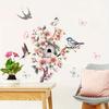 Cartoon Peach Blossom Branch Bird Swallow Wall Stickers, Self-Adhesive Decor for Living Room Room Background Wall Decoration