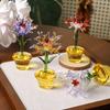 Handcraft Glass Flowers Figurines Hand Blown Mini Potted Flower Ornament Collectible Floral Gifts for Mother's Day Birthday Christmas