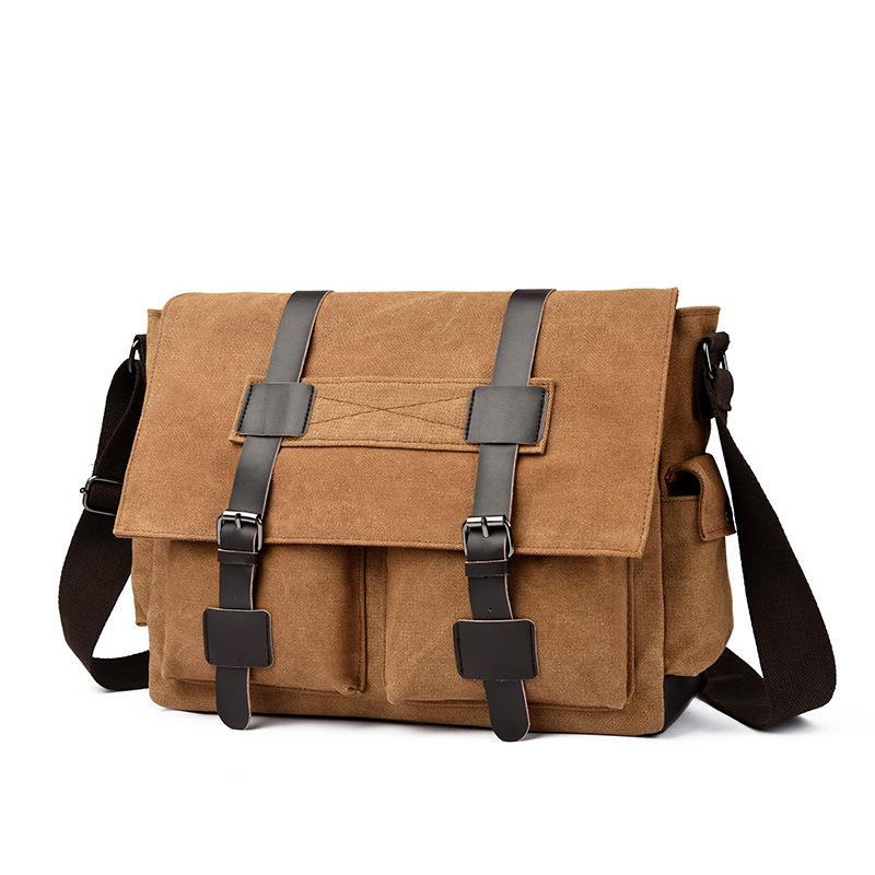 

Мужская холщовая сумка через плечо в корейском стиле ретро - Повседневная и практичная сумка-кроссбоди для студентов кофейный