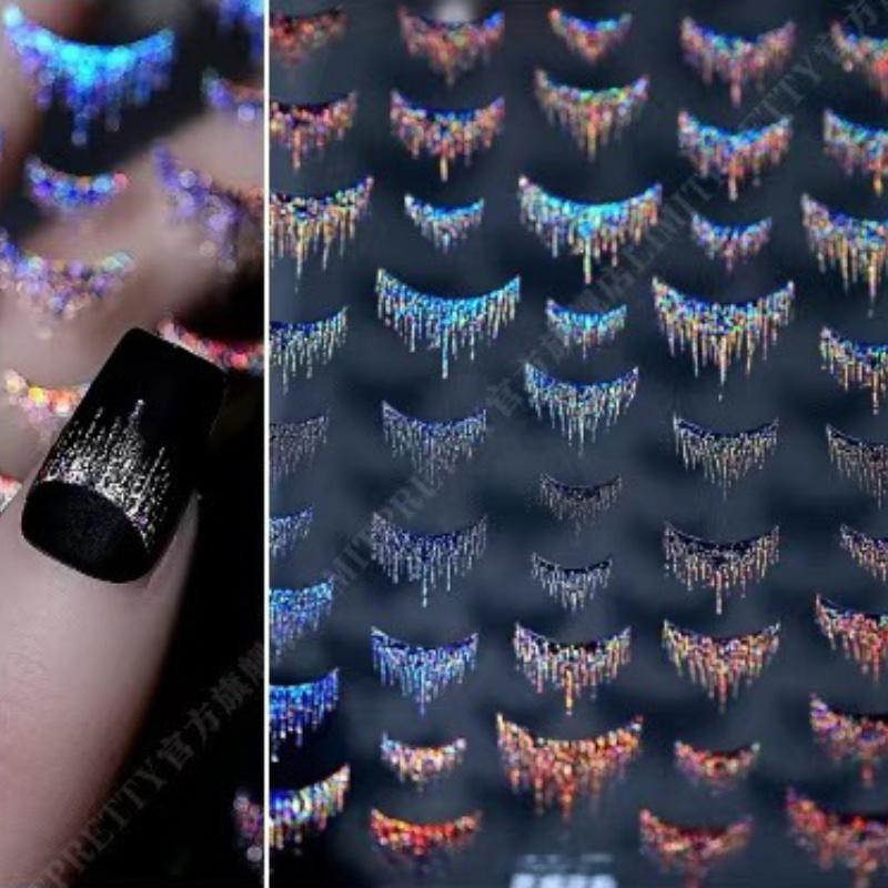 Nail Sticker Golden Plated Stickers Quicksand Golden Moonlight Silvery Laser Decal Nail Decoration Accessories