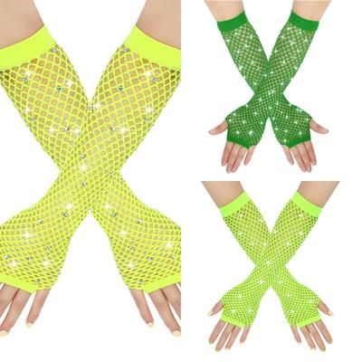 Elastische Netzhandschuhe mit Diamanten, Halbfingerhandschuhe