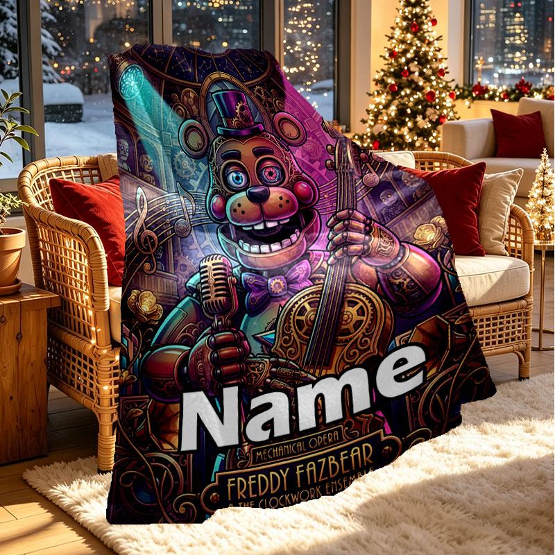 Custom Name Personalized Five Nights at Freddy's Print Blanket, Home Decor, Bedroom, Sofa, Camping, Couch, Gifts for Birthday Christmas