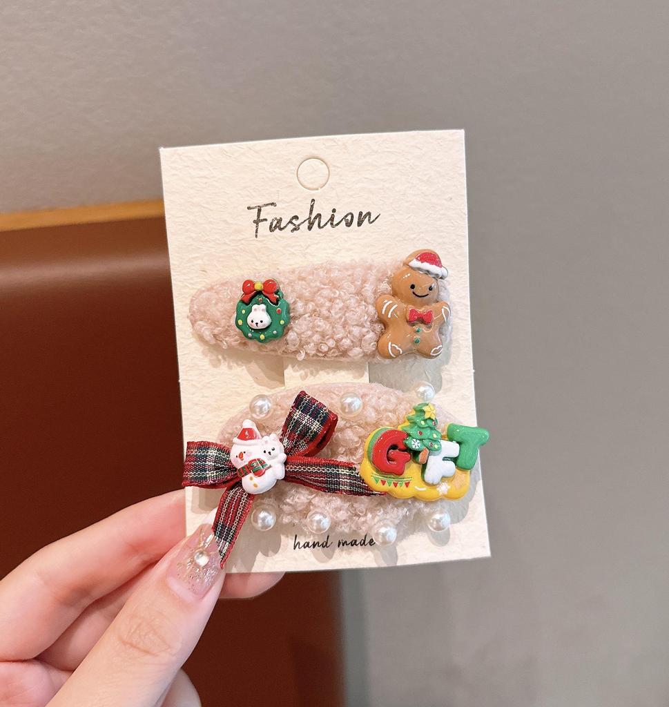 2025 Children's Christmas Hair Clips Set: Santa, Tree & Reindeer (5-Piece)