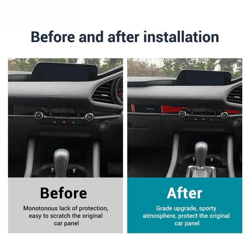 For Mazda 3 BP Axela 2019 2020 2021 2022 2023 2024 2025 Real Soft Carbon Fiber Sticker LHD RHD Car Center Console Accessories.