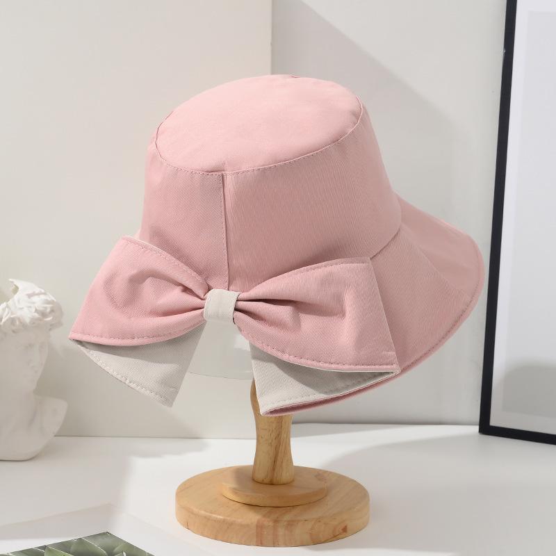 Bowknot Fisherman Hat Summer Sun Protection Wide Brim Solid Color Sunshade Camping Bucket Hat Travel Beach Visors Fashion Hat