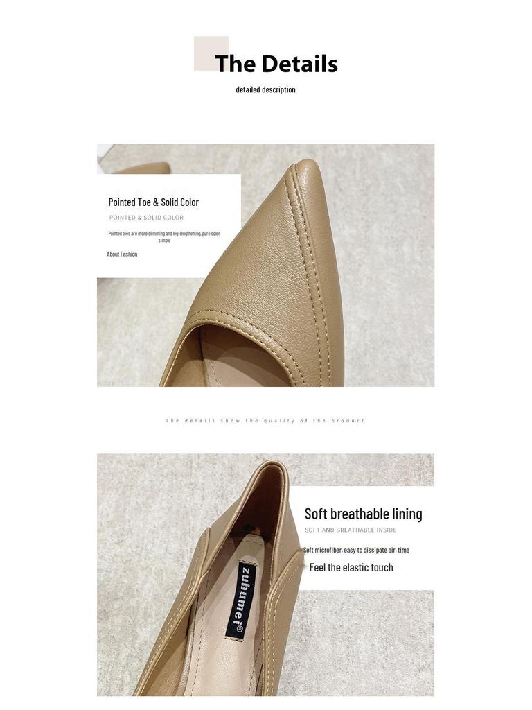 555-1 Damskor Spetsig Tå Grov Klack Höga Klackar - Enkla Professionella och Bekväma för Daglig Pendling