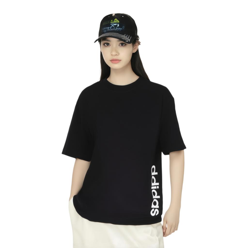 adidas Letter Round Neck Casual Pullover Comfortable Short Sleeve T-Shirt Unisex T-Shirts Black JJ0614
