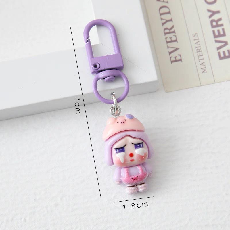 Cute Cartoon Resin Crying Girl Keychain - Doll Pendant for Bags, Backpacks, and Phones - Ideal Student Couple Gift