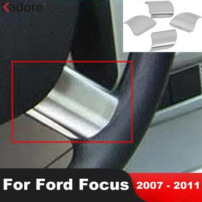 Car Steering Wheel Panel Cover Trim For Ford Focus 2 2007 2008 2009 2010 2011 Stainless Steel Interior Mouldings Accessories