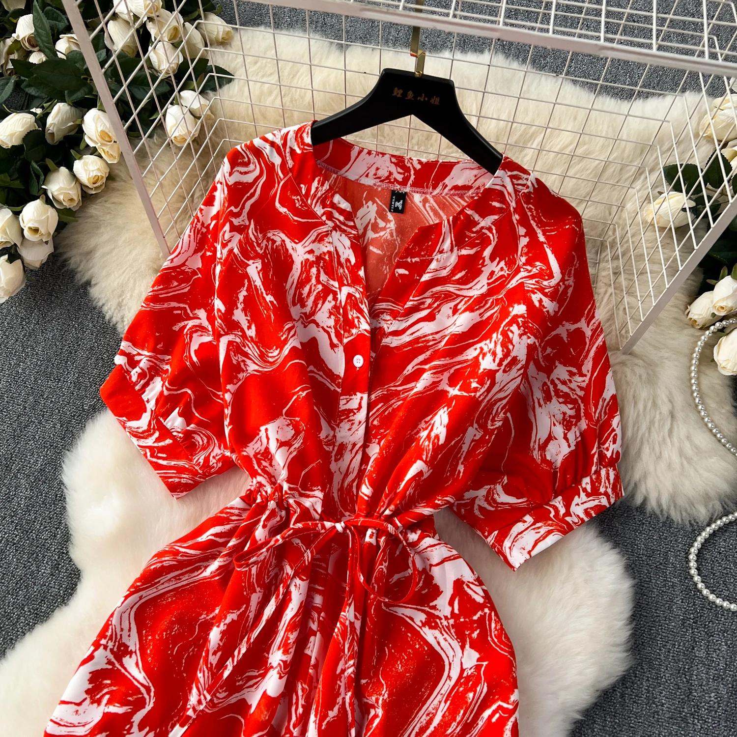 Летний повседневный женский комбинезон с широкими штанинами и принтом — фото 13