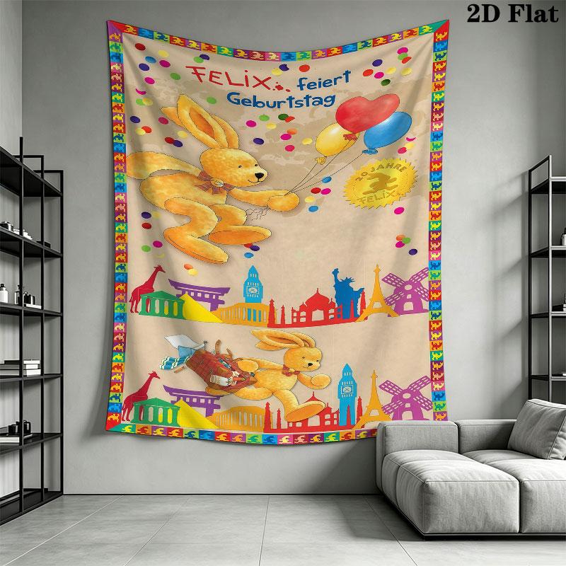 Felix Circus Wall Tapestry Aesthetic Wall Hanging Printed Fabric Blanket Decorative Tapestries for Bedroom Living Room Home Decor