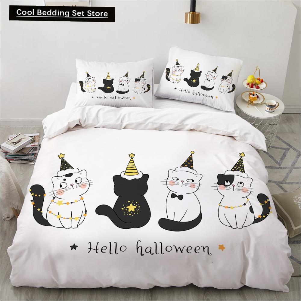 Animal Kitty King Queen Duvet Cover Lovely Pet Cat bedding set Cartoon Quilt Cover 2/3pcs Colorful Polyester Comforter Cover