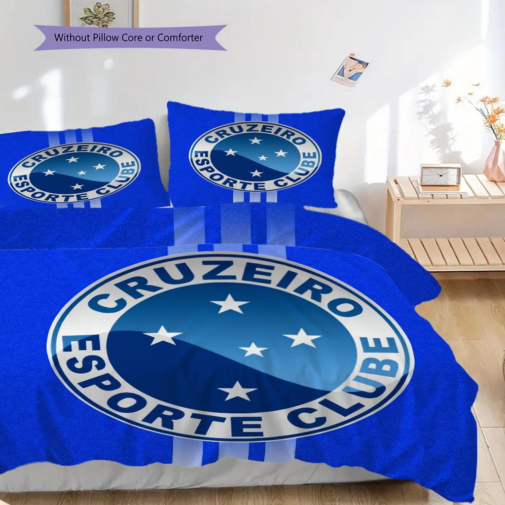 Cruzeiro Esporte Pattern Bedding Quilt Set Quilt Cover Pillowcase Home Decoration Birthday Gift (1 * duvet cover + 2 * pillowcase, without core)