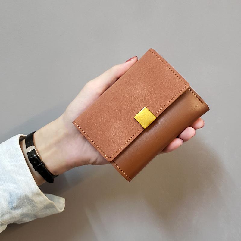 Women PU Leather Short Wallet Color Block Bifold Wallet Card Holder ID Window Coin Pocket Cash Organizer Clutch Purse
