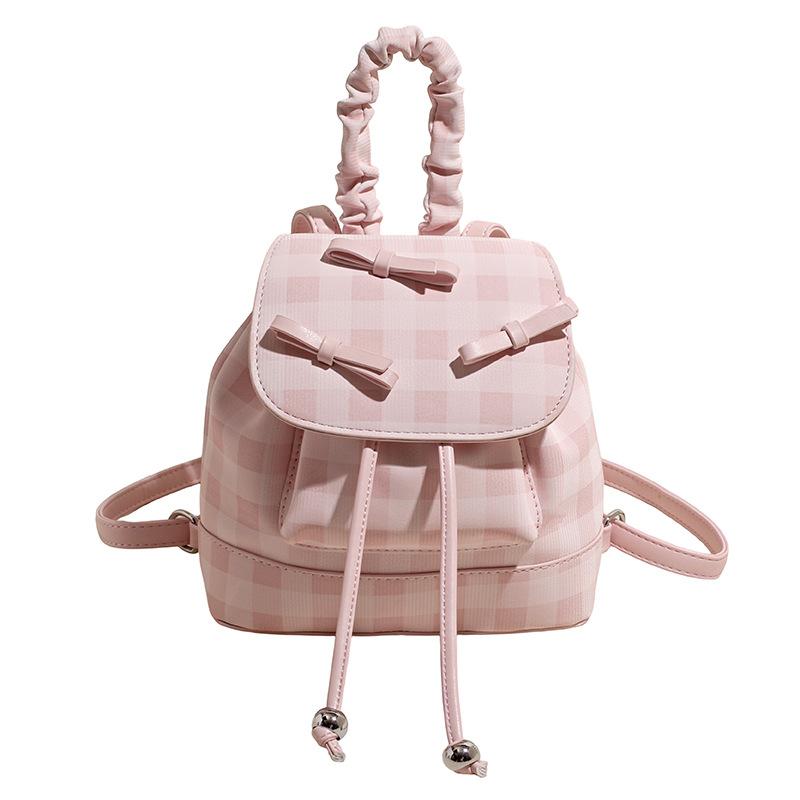 Contrasting color plaid backpack women's autumn new fashionable and cute shoulder student bag texture