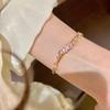 Vintage Peach Pink Zircon Flower Bracelet for Women Sparkling Elegant Sweet Princess Jewelry