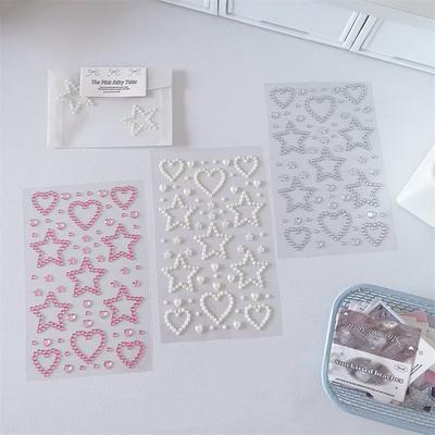 Adesivi di cristallo a forma di cuore con stelle 3D per bambini, fai da te, decorazione, gioielli autoadesivi, artigianato, adesivi con strass scintillanti, regali per ragazze