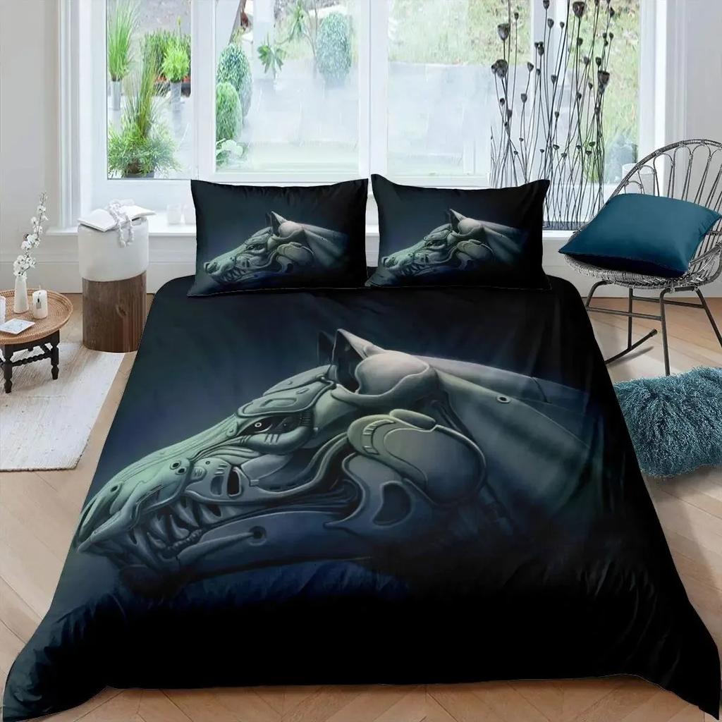 Robot Duvet Cover Set, 3D Modern Science Fiction Cool Robot Bedding Sets Full Size Futuristic Machine Comforter Cover Set